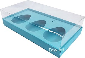 Caixa Ovo de Colher 3x 150g - Pct com 10 Unidades - Azul Tiffany