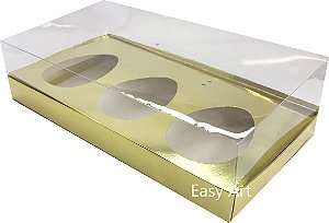 Caixa Ovo de Colher 3x 150g - Pct com 10 Unidades - Dourado