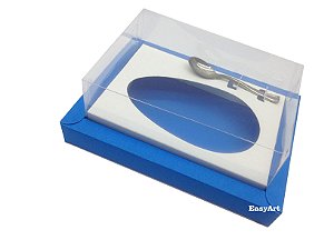 Caixa para Ovos de Colher 500g Azul Turquesa / Branco - Pct com 10 Unidades