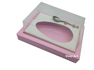 Caixa para Ovos de Colher 500g Rosa Claro / Branco - Pct com 10 Unidades