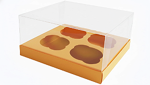 Caixas para 4 Cupcakes Tamanho Padrão 17,5x18,5x9 - Pct com 10 Unidades