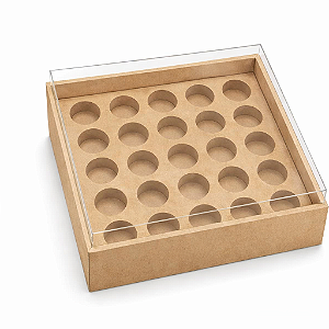 Caixa com Berço para 25 Brigadeiros 20x20x4,5 - Pct com 10 Unidades