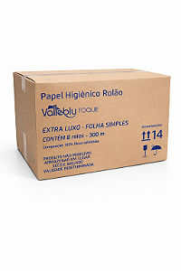 Papel Higiênico Rolão Valleblu Toque 300m com 8 Rolos