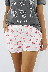 Shorts Hawewe Flamingo Branco