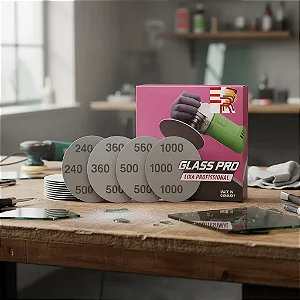 Kit Lixa Disco 6pol Glass Pro Soft99 Lixa Polimento Vidro