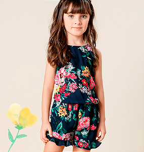 Macacão floral menina da carinhoso