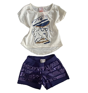 Conjunto Paetê Infantil Azul
