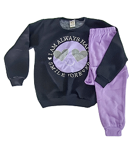 Conjunto Moletom Menina Lilás
