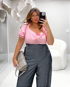 Blusa princesa Nina rosa plus size