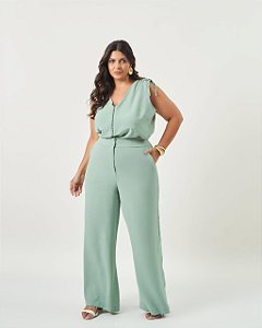 Conjunto Savana Regata e Calça  Verde Seco Plus Size