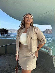 Parka Veneza Bege Plus Size