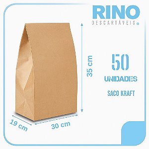 Saco Kraft Delivery 30x19x35 - Pacote com 50 unidades