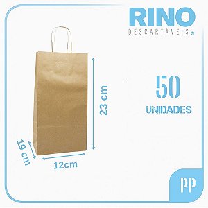 Sacola Kraft Delivery 12x23x8 - Pacote com 50 unidades