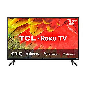 SMART TV TCL LED 32" ROKU RS530, HD, Alexa, Bivolt Preta