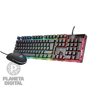 Kit Gamer Azor GXT 838 Teclado LED Multimídia Mouse LED 3000DPi USB Teclas Anti-Ghosting - TRUST