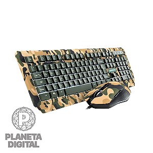 Kit Teclado + Mouse Gamer USB 4000FPS 3 LED Branco Níveis de Brilho  - WARRIOR