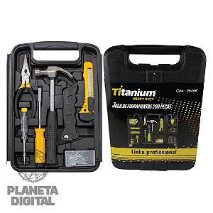 Kit de Ferramentas 200 peças + Maleta Linha Profissional Metal Aço Carbono - TITANIUM