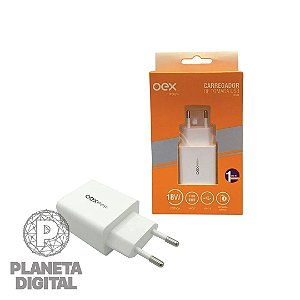 Carregador de Tomada USB 18W USB 3.0 Recarga Rápida Branco - OEX