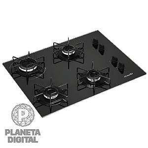 Cooktop à Gás 4 Bocas 2400W/1700W Acendimento Super-Automático Bivolt Preto - MUELLER