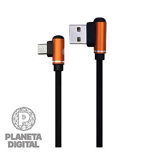 Cabo Lash 90° MicroUSB 5V Recarga Rápida Conector em 90° Comprimento de 1.5 metros de Cabo C31 - OEX