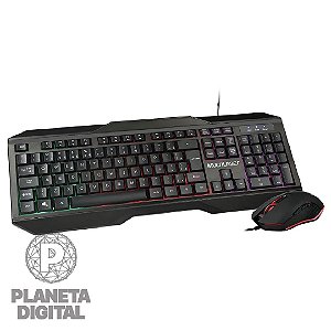 Kit Teclado e Mouse Gamer 7 Cores de LED 6 Botões USB 2.0 Preto TC239 - MULTILASER