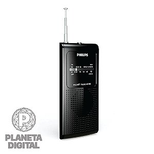 Rádio Portátil 1.5W FM MW Fone de Ouvido 3.5mm Controle de Volume Giratório Preto AE1500 - PHILIPS