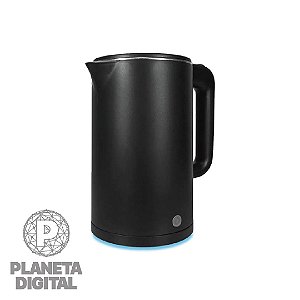 Chaleira Elétrica Aroma 1000W/1500W Capacidade de 1.8 Litros Dupla Camada de Proteção Térmica Desligamento Automático Design Moderno com Acabamento em Preto Fosco - AGRATTO