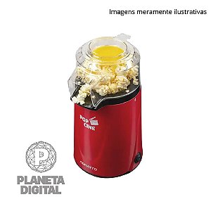 Pipoqueira Elétrica Pop Cine 1200W Acompanha Copo Dosador Tampa Direcionadora Dispositivo Contra Super Aquecimento Vermelha - AGRATTO