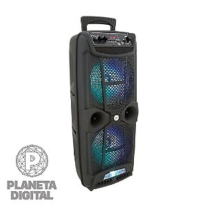 Caixa de Som Acústica 120W RMS 2200mAh Alcance de Até 10 Metros Bluetooth 5.0 Luz LED RGB Alça para Transporte Preto C10 - BRIGHT