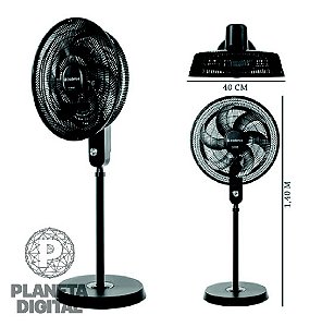 Ventilador de Coluna Turbo Conforto 126W Fácil de Limpar e Montar 3 Velocidades 6 Pás Ajuste de Altura Design Exclusivo Preto VTR870 - CADENCE