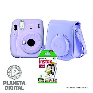 Kit com Câmera Instantânea Instax Mini 11 Ejeção do Filme Automático Desligamento Automático Pilhas AA Flash de Disparo Constante - FUJIFILM