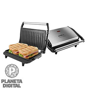 Grill & Sanduicheira Press 850W Revestimento Dura Mais Placas Ajustáveis Luz Indicadora de Funcionamento Pés Antiderrapantes Preto/Inox BGR27I - BRITÂNIA