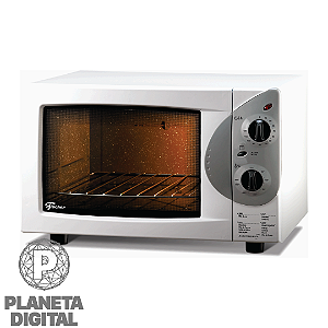 Forno Elétrico de Bancada Grill 1750W Capacidade de 44 litros ITemperatura de 50°C a 320°C Isolamento Térmico Pés Antiderrapantes Timer de até 120 minutos Branco - FISCHER