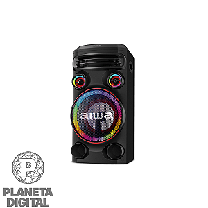 Torre de Som 1600W Luzes LED RGB 1 Woofer 10" Bluetooth Som de Alta Definição Rádio FM, USB, Efeitos DJ AWS-T1W-02 - AIWA