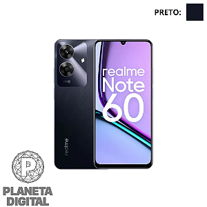 Smartphone Note 60 4G 256GB 4GB RAM Tela 6.74" IPS LCD Câmera: 32MP+0.08MP Android 14 5.000mAh - REALME