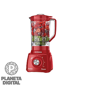 Liquidificador Turbo Power 550W Capacidade: 2,2L Função Autolimpeza 3 Velocidades+Pulsar Tampa com Copo Dosador L-99-FR - MONDIAL