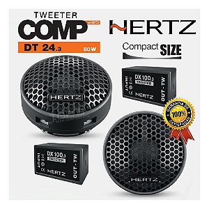 Par Mini Tweeter Hertz Dieci Dt 24.3 80w Rms + Crossover Som Automotivo de Qualidade Som Carro