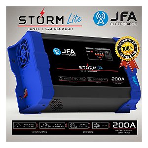 Fonte Carregador Automotivo Jfa Storm Lite 200a Bivolt Som Carro com Saída Ajustável 12V a 15.2V e Smart Cooler