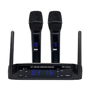Microfone Duplo Sem Fio Ls916 32 Frequencias Recarregável