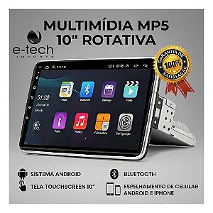 Central Multimídia 10" Polegadas Rotativa 1din Sistema Android Bluetooth Espelhamento Carplay Android Auto