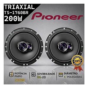 Par Alto Falante Pioneer Ts-1760br 6" Polegadas 200w Triaxial Som Automotivo Som Carro