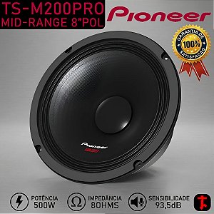 Alto Falante Mid Range Pioneer TS-M200PRO 8'' 500W 8 OHMS Médio Grave Full Range Som Automotivo Som Paredão Pancadão Som Carro