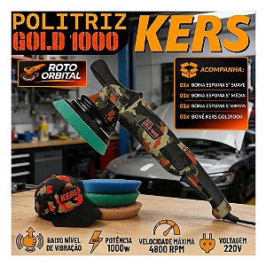 Politriz Roto Orbital 1000w 15mm 220v Camuflada 5' Kers Gold 1000 Estética Automotiva Polimento Cuidado Automotivo