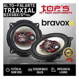 Par Alto Falante Triaxial Bravox B3x50x 5" Polegadas 100w Rms 4 Ohms Som Automotivo Som Carro