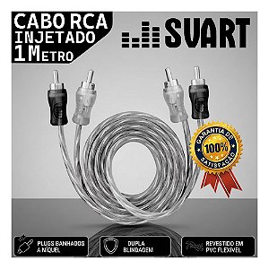 Cabo Rca Injetado 1 Metro Prata Preto Svart by tech One Som Automotivo Carro Som