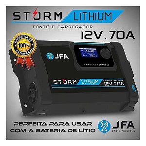 Fonte Carregador 70a Storm Lithium Jfa Bivolt Bateria Lítio Som Automotivo Painéis Solares