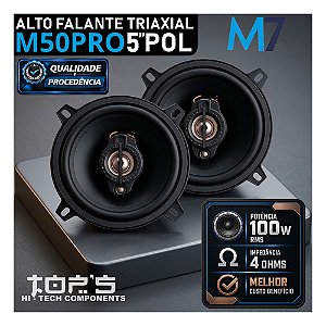 Par Alto Falante Triaxial 5" Polegadas M50PRO 100W RMS M7 Melhor Custo Benefício Som Automotivo