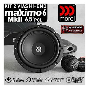 Kit 2 Vias Morel Maximo 6 MKII 6" Polegadas 180w Mk2 Som de Qualidade Som Automotivo