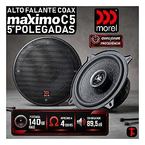 Par Alto Falante Coaxial Morel Maximo C5 140w Rms 5" Polegadas Som Automotivo Som de Qualidade