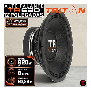 Alto Falante Woofer Triton TR620 620W RMS 12" Polegadas 8OHMS Som de Qualidade Batidão Pancadão